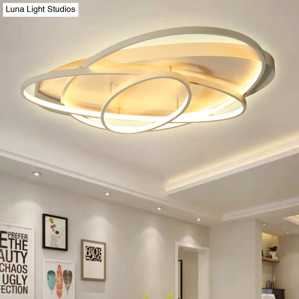 Contemporary Led Acrylic Flush Mount Ceiling Lamp - 21’/29.5’/34’ Wide Black/Brown Warm/White