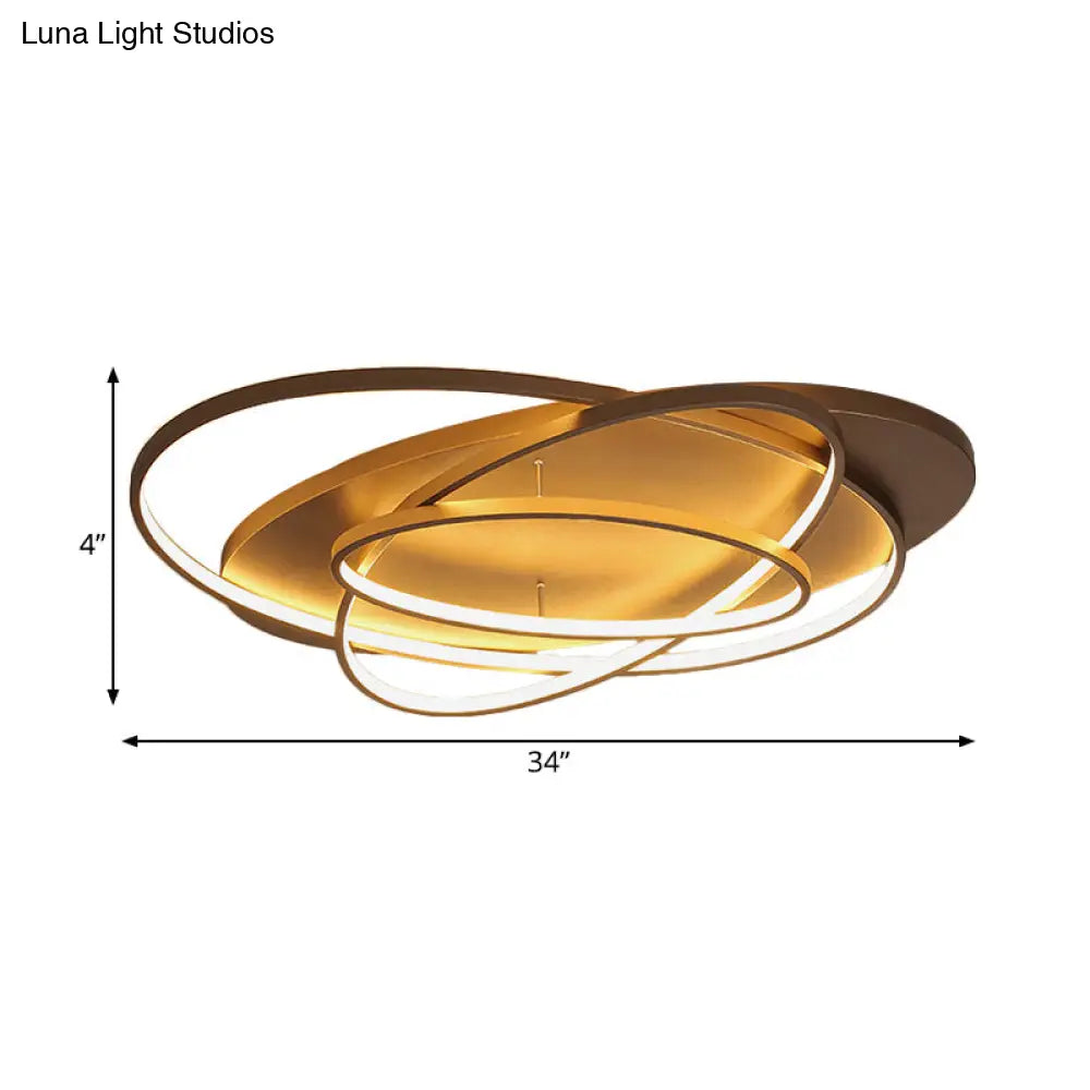 Contemporary Led Acrylic Flush Mount Ceiling Lamp - 21’/29.5’/34’ Wide Black/Brown Warm/White Light