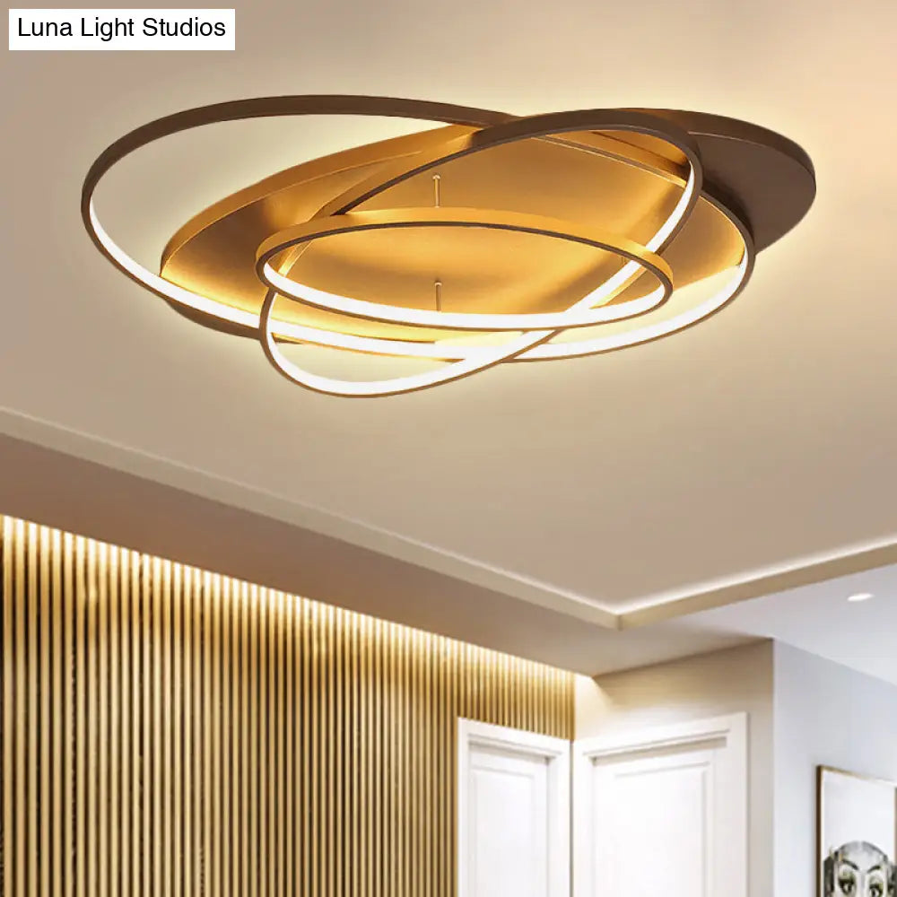Contemporary Led Acrylic Flush Mount Ceiling Lamp - 21/29.5/34 Wide Black/Brown Warm/White Light