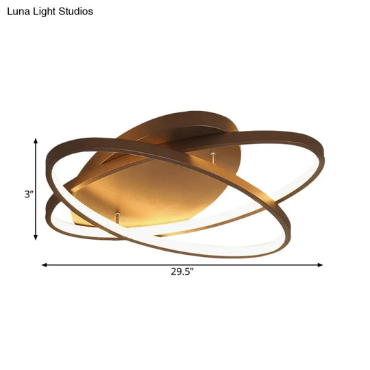Contemporary Led Acrylic Flush Mount Ceiling Lamp - 21/29.5/34 Wide Black/Brown Warm/White Light