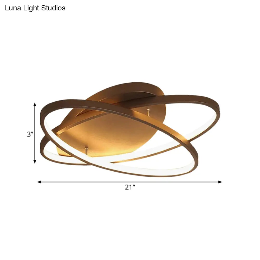 Contemporary Led Acrylic Flush Mount Ceiling Lamp - 21’/29.5’/34’ Wide Black/Brown Warm/White Light