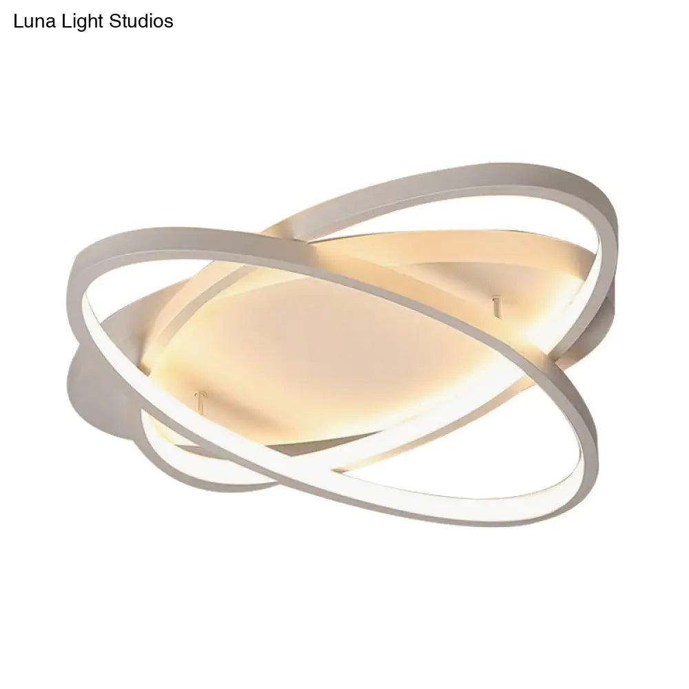 Contemporary Led Acrylic Flush Mount Ceiling Lamp - 21/29.5/34 Wide Black/Brown Warm/White Light