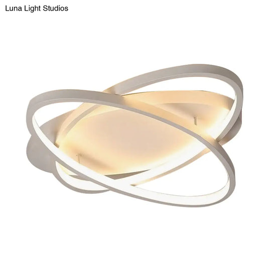 Contemporary Led Acrylic Flush Mount Ceiling Lamp - 21/29.5/34 Wide Black/Brown Warm/White Light