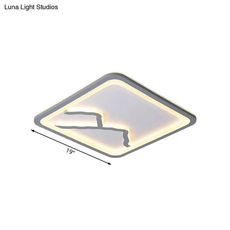 Contemporary Led Acrylic Flush Mount Light In White/Warm - Square/Rectangle 19.5’/23.5’/35.5’ Wide