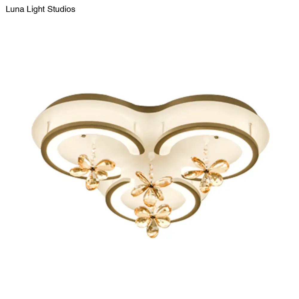 Contemporary Led Acrylic Flushmount Lamp - White Flower/Cloud/Moon Design For Bedroom