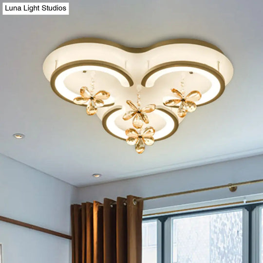 Contemporary Led Acrylic Flushmount Lamp - White Flower/Cloud/Moon Design For Bedroom / Cloud