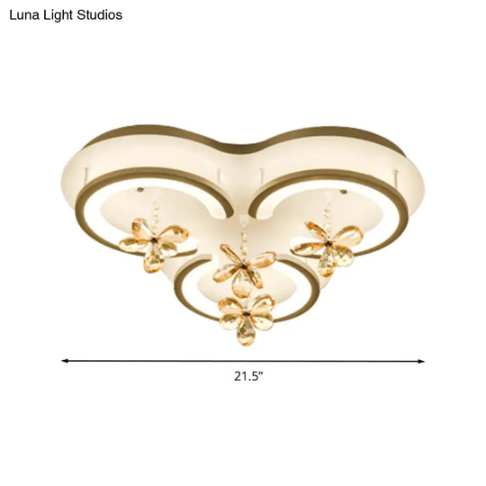 Contemporary Led Acrylic Flushmount Lamp - White Flower/Cloud/Moon Design For Bedroom