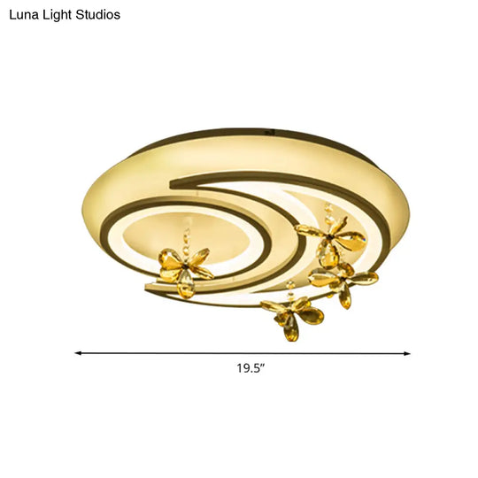 Contemporary Led Acrylic Flushmount Lamp - White Flower/Cloud/Moon Design For Bedroom