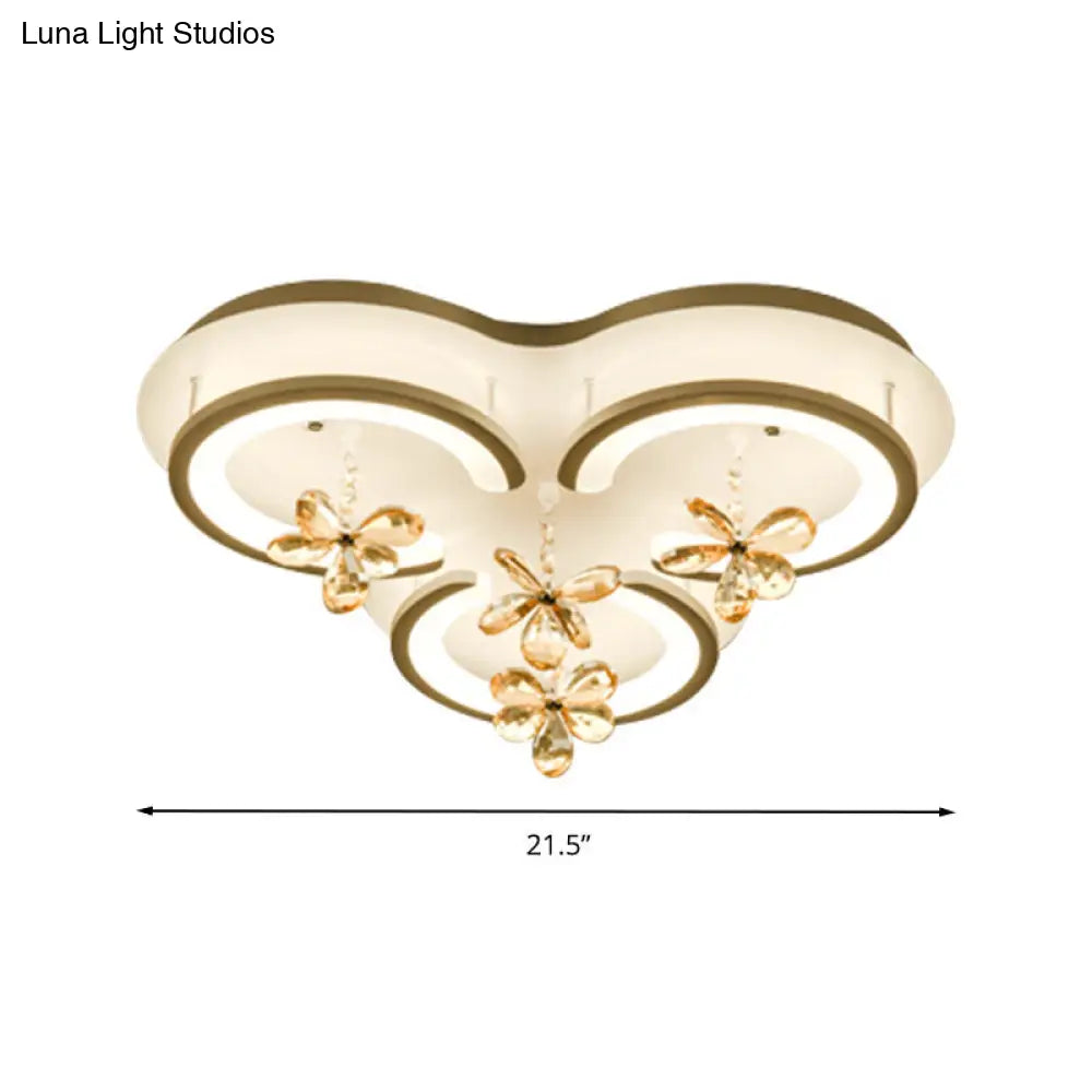 Contemporary Led Acrylic Flushmount Lamp - White Flower/Cloud/Moon Design For Bedroom