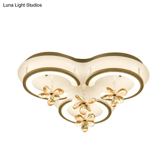 Contemporary Led Acrylic Flushmount Lamp - White Flower/Cloud/Moon Design For Bedroom