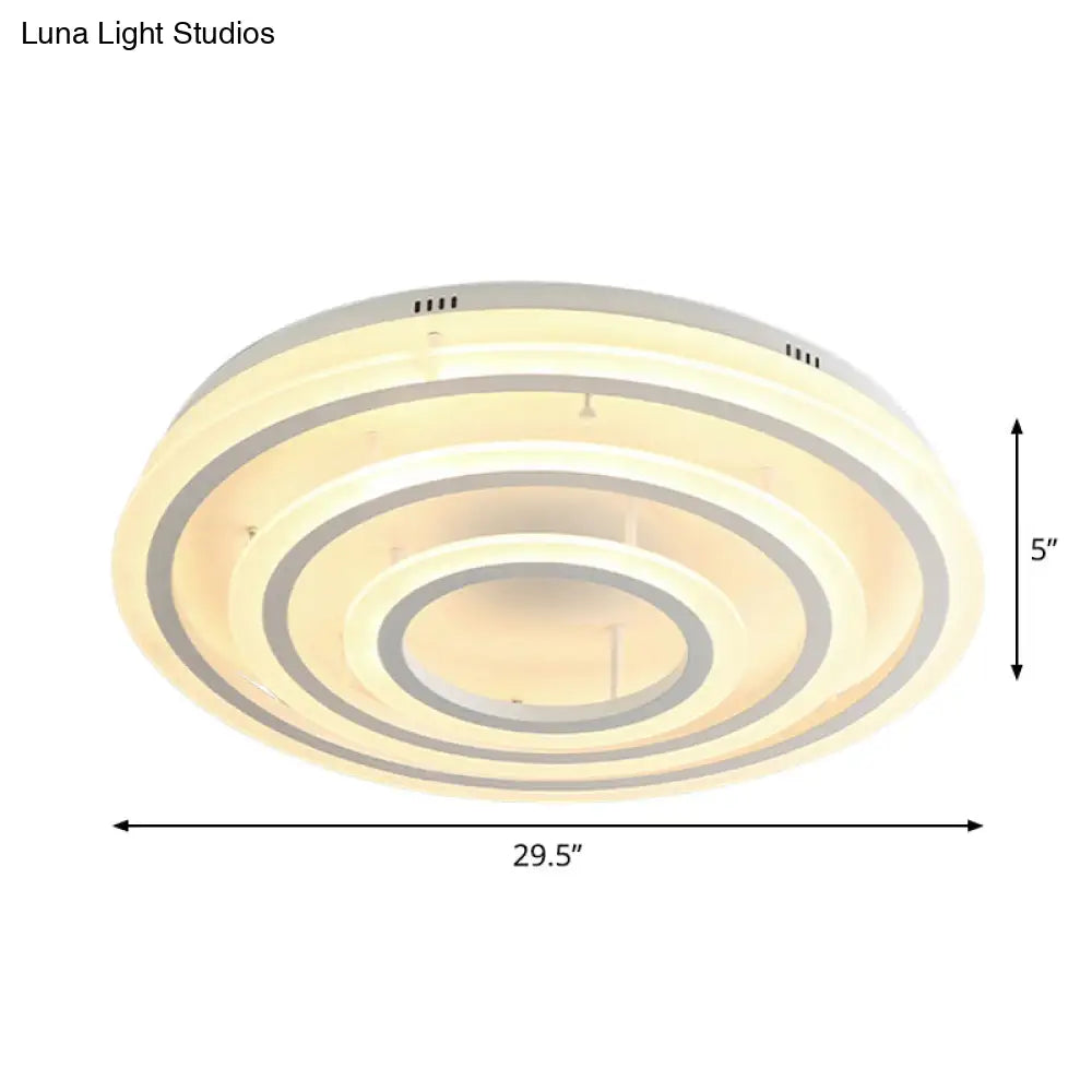 Contemporary Led Acrylic Hoop Ceiling Light In Warm/White - 18/29.5 Width