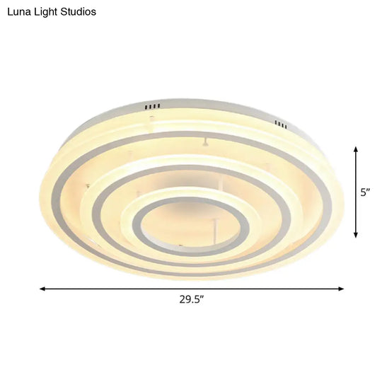 Contemporary Led Acrylic Hoop Ceiling Light In Warm/White - 18/29.5 Width