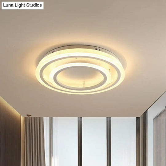 Contemporary Led Acrylic Hoop Ceiling Light In Warm/White - 18/29.5 Width White / 18
