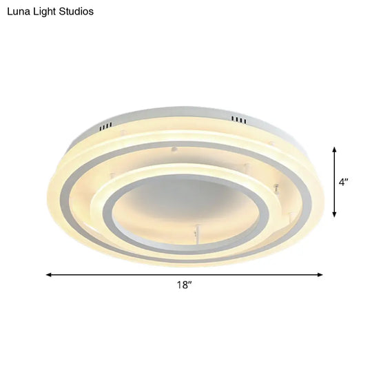 Contemporary Led Acrylic Hoop Ceiling Light In Warm/White - 18’/29.5’ Width
