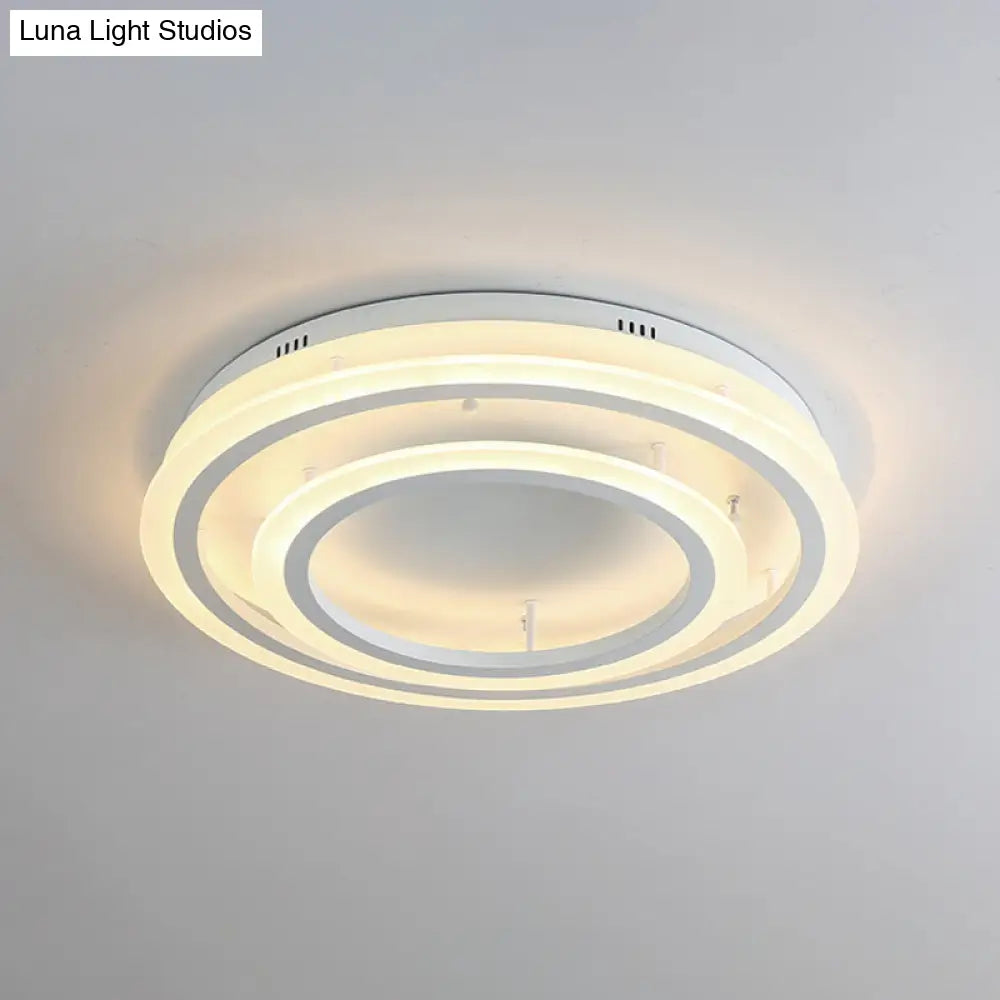 Contemporary Led Acrylic Hoop Ceiling Light In Warm/White - 18’/29.5’ Width
