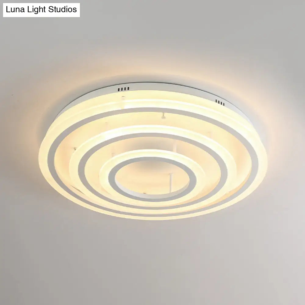 Contemporary Led Acrylic Hoop Ceiling Light In Warm/White - 18’/29.5’ Width
