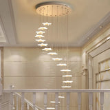 Spiral Hanging Star Lights - Led Cluster Pendant In Warm/White Light