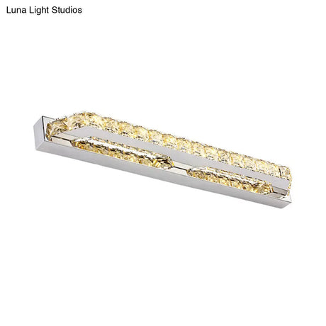 Contemporary Led Bathroom Vanity Wall Light With Clear/Champagne Crystal - 16/22 Width Warm/White