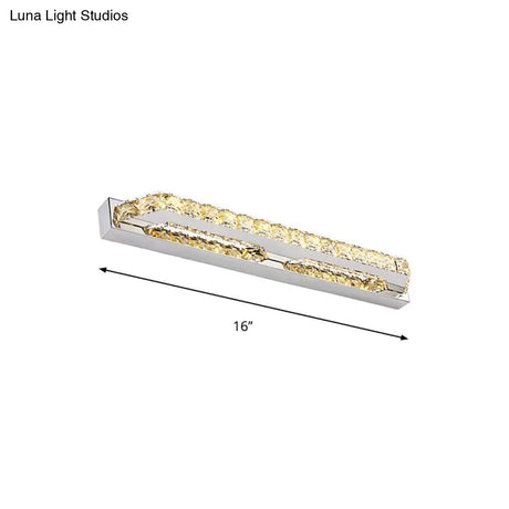 Contemporary Led Bathroom Vanity Wall Light With Clear/Champagne Crystal - 16/22 Width Warm/White