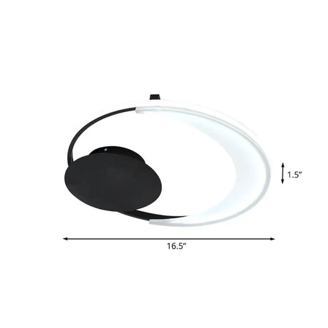 Contemporary Led Bedroom Ceiling Flush Mount With Acrylic Shade In Black 16.5/20.5 Wide