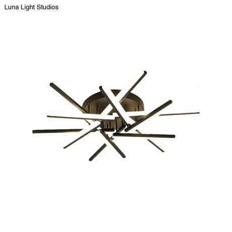 Contemporary Led Black Crossed Acrylic Semi Flush Mount Light Ceiling Lamp