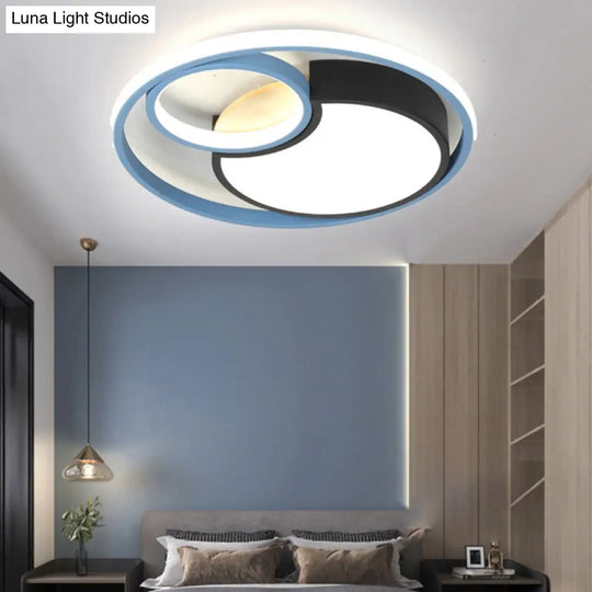 Contemporary Led Blue Flush Mount Ceiling Light - Acrylic Close-To-Ceiling Lighting