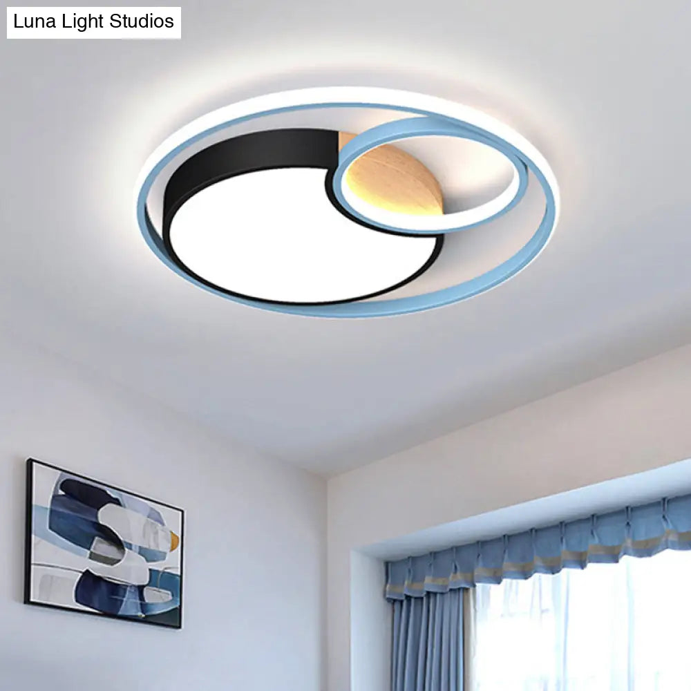 Contemporary Led Blue Flush Mount Ceiling Light - Acrylic Close-To-Ceiling Lighting