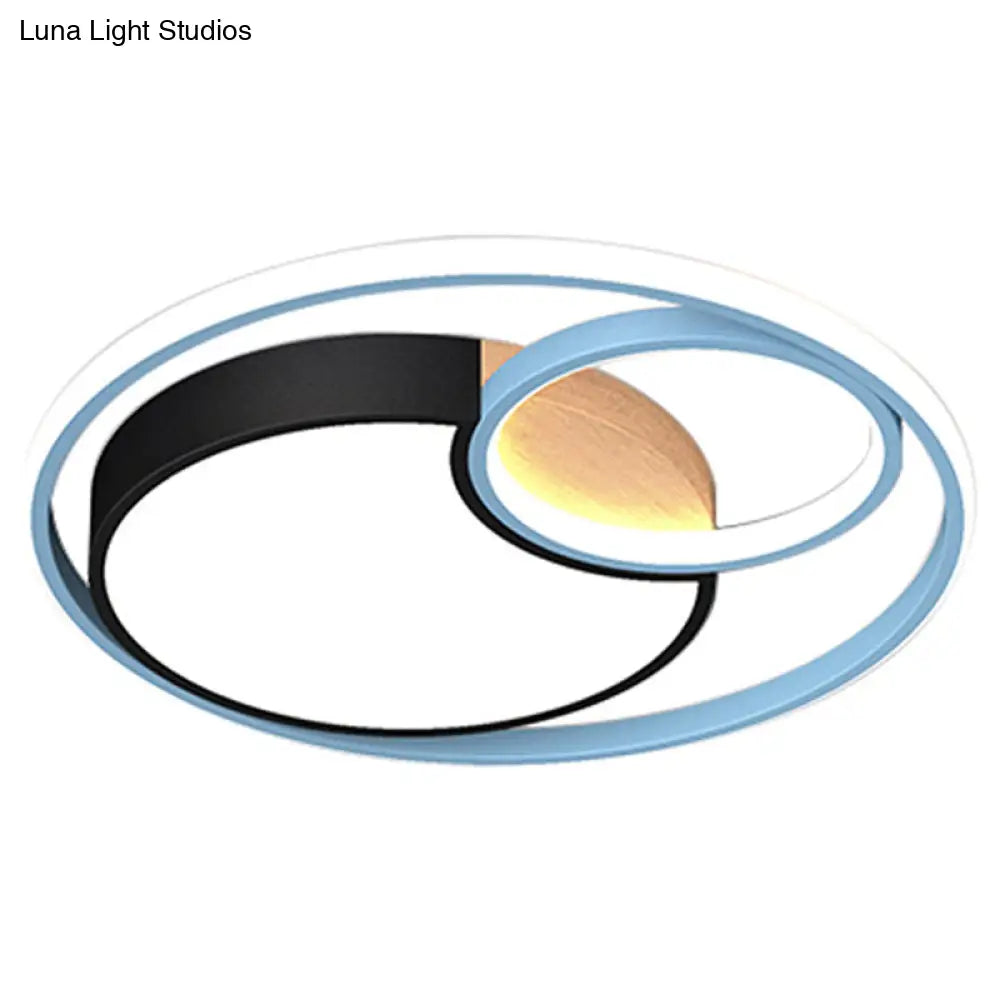 Contemporary Led Blue Flush Mount Ceiling Light - Acrylic Close-To-Ceiling Lighting