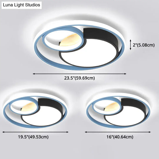 Contemporary Led Blue Flush Mount Ceiling Light - Acrylic Close-To-Ceiling Lighting
