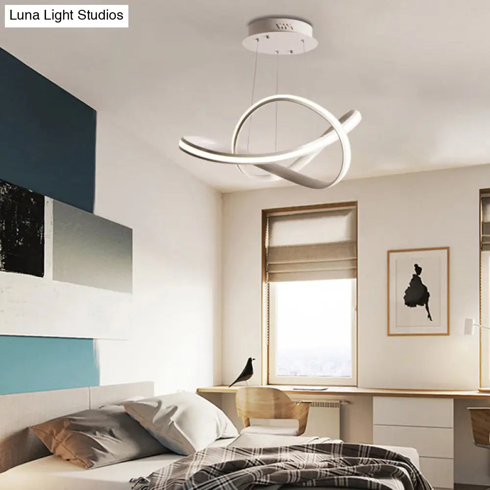 Contemporary Led Ceiling Chandelier Light In Gray-White For Dining Room