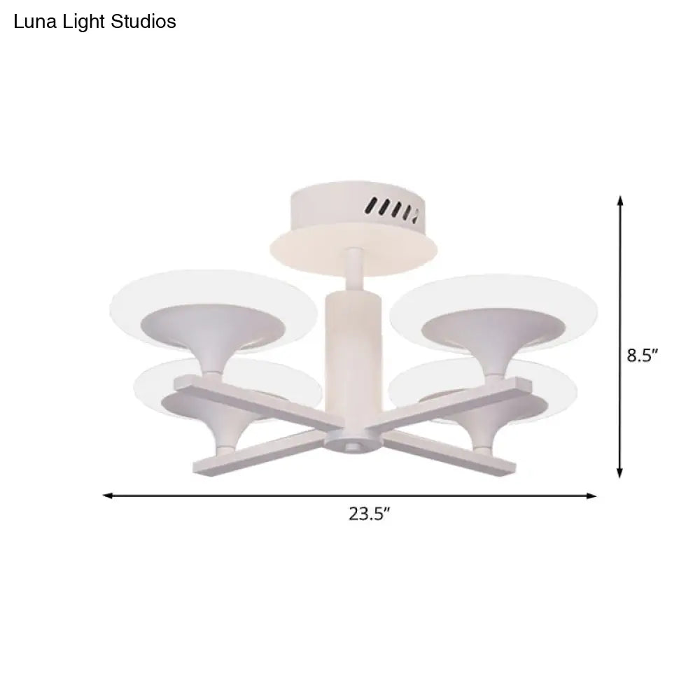Contemporary Led Ceiling Lamp With Radial Design And Acrylic Shade In White/Warm Light
