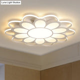 Contemporary Led Ceiling Light: 20.5’/27’/31.5’ Dia White Metal Flush Mount Fixture For