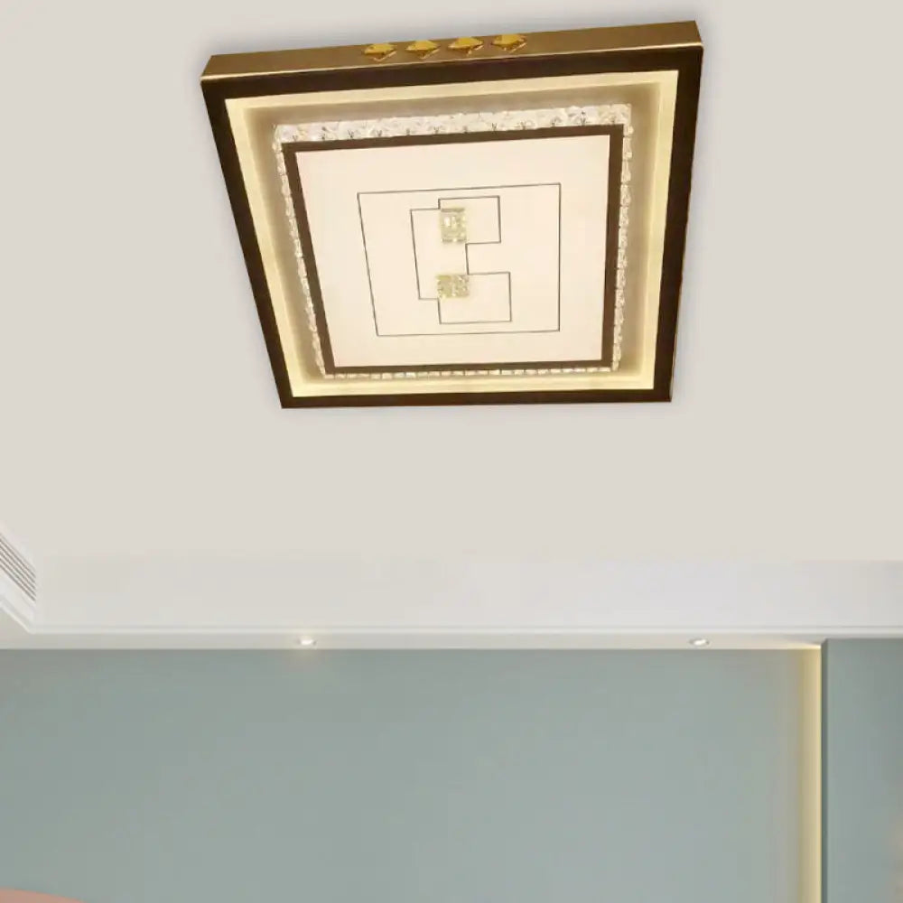 Contemporary Led Ceiling Light - Acrylic White Flush Mount Remote Control Stepless Dimming 3 Color
