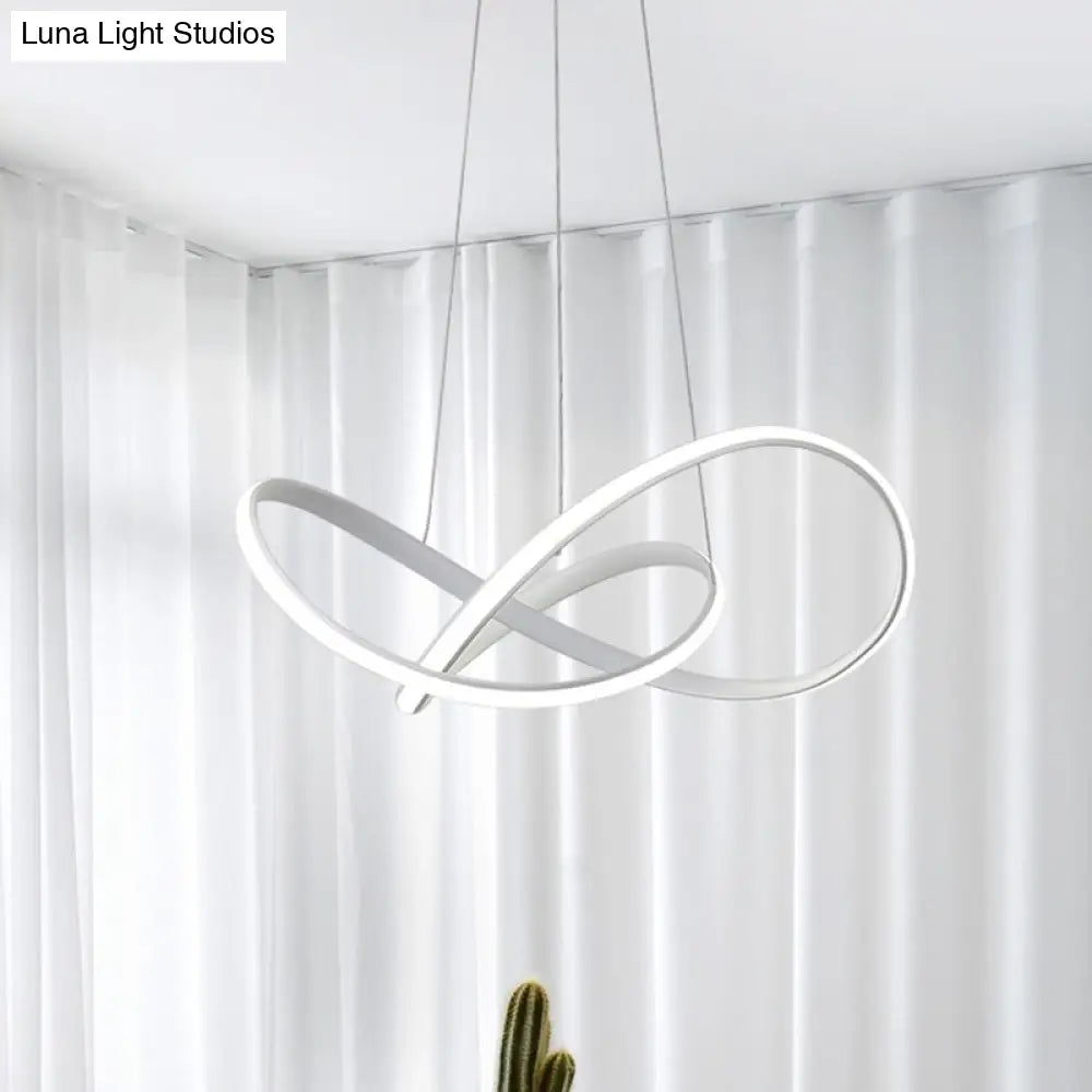 Contemporary Led Chandelier Black/White Ceiling Lamp With Metallic Shade In Warm/White Light White /