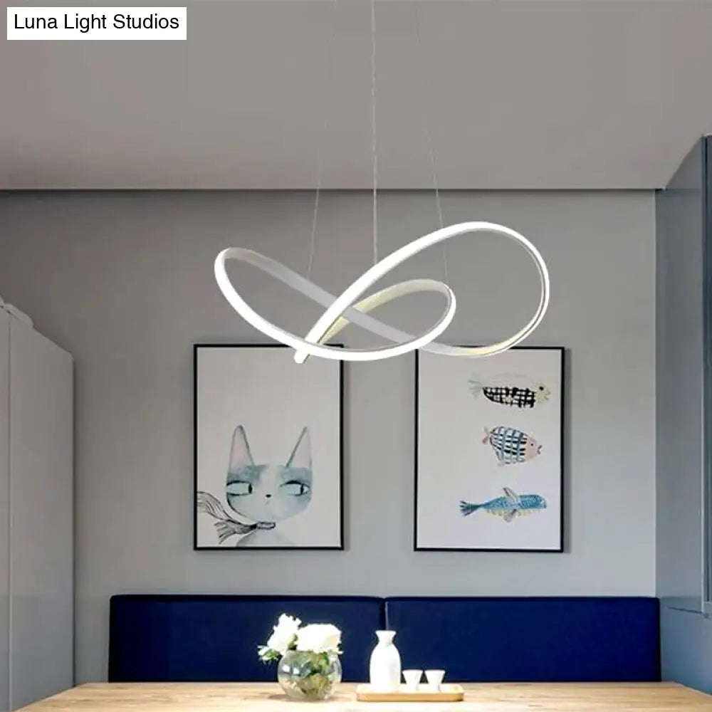 Contemporary Led Chandelier Black/White Ceiling Lamp With Metallic Shade In Warm/White Light Pendant