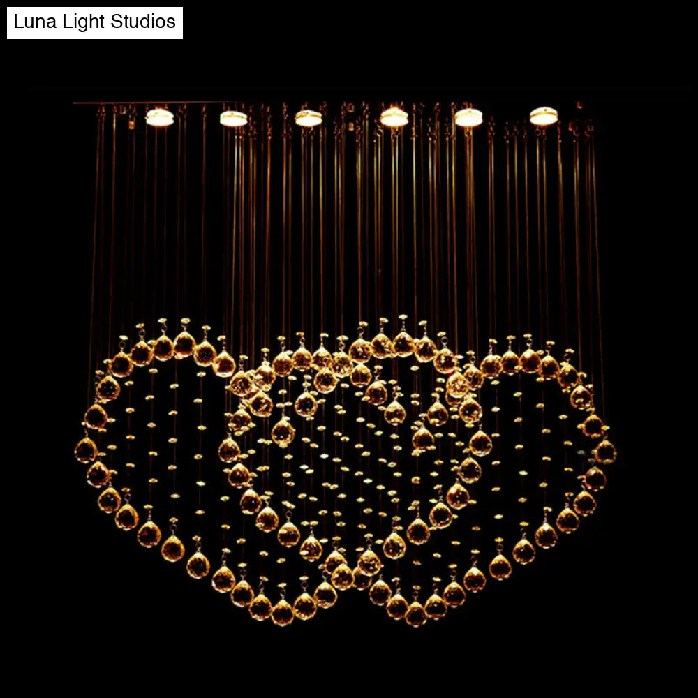 Contemporary Led Chrome Love Heart Flush Mount Light For Dining Room - Crystal Orb