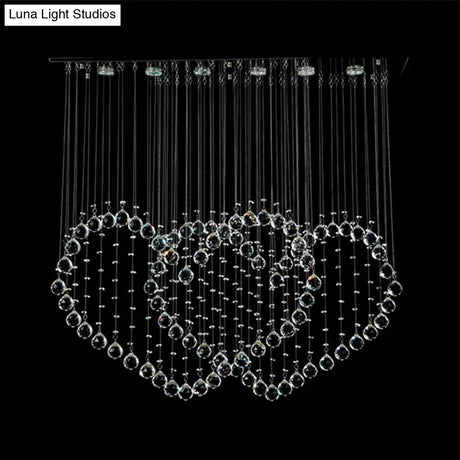 Contemporary Led Chrome Love Heart Flush Mount Light For Dining Room - Crystal Orb