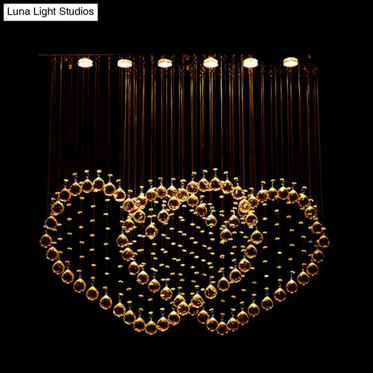 Contemporary Led Chrome Love Heart Flush Mount Light For Dining Room - Crystal Orb