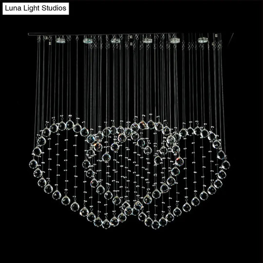 Contemporary Led Chrome Love Heart Flush Mount Light For Dining Room - Crystal Orb