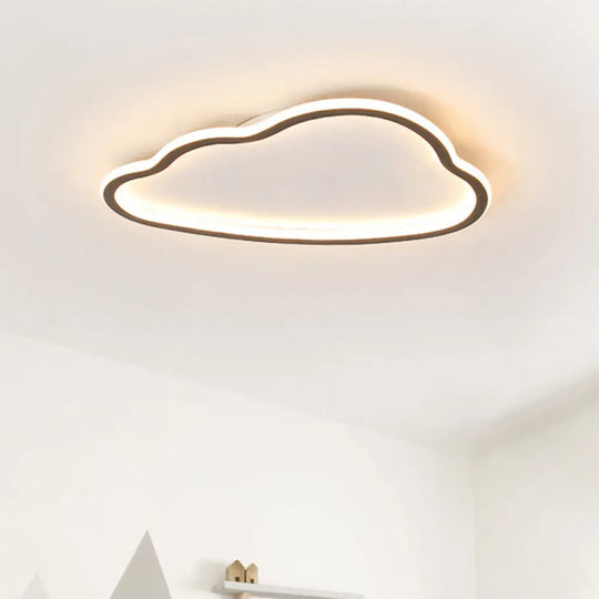 Contemporary Led Cloud Acrylic Flush Light For Bedroom Ceiling Mounted White