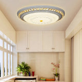 Contemporary Led Crystal Accent Ceiling Light Fixture - White 19.5’/23.5’/31.5’ Width / 19.5’