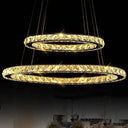 Contemporary Led Crystal Block Chandelier Pendant Light For Bedroom Clear / 12’ + 19.5’ Warm