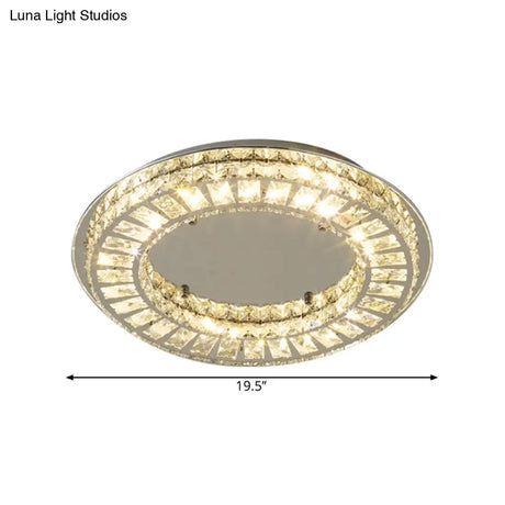 Contemporary Led Crystal Ceiling Mount Lamp - Chrome Finish