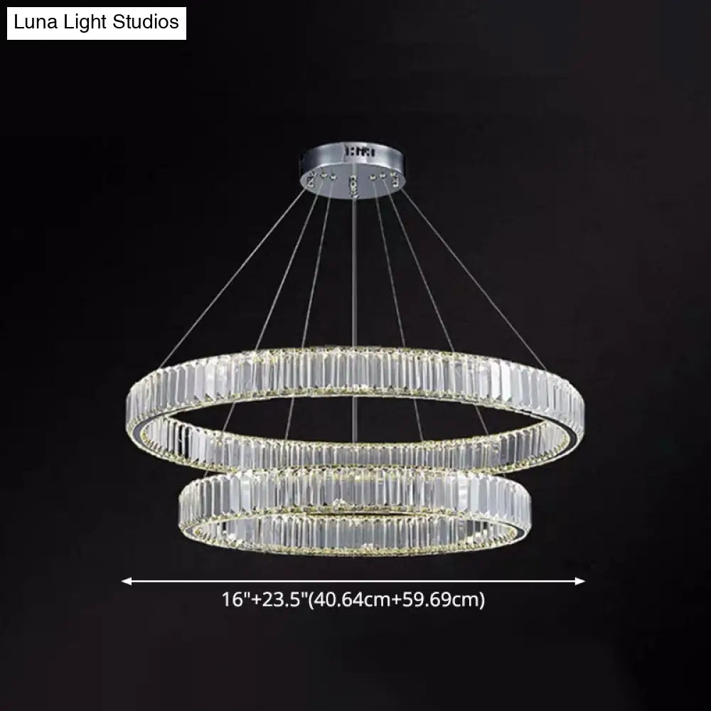 Contemporary Led Crystal Chandelier Pendant Light For Living Room