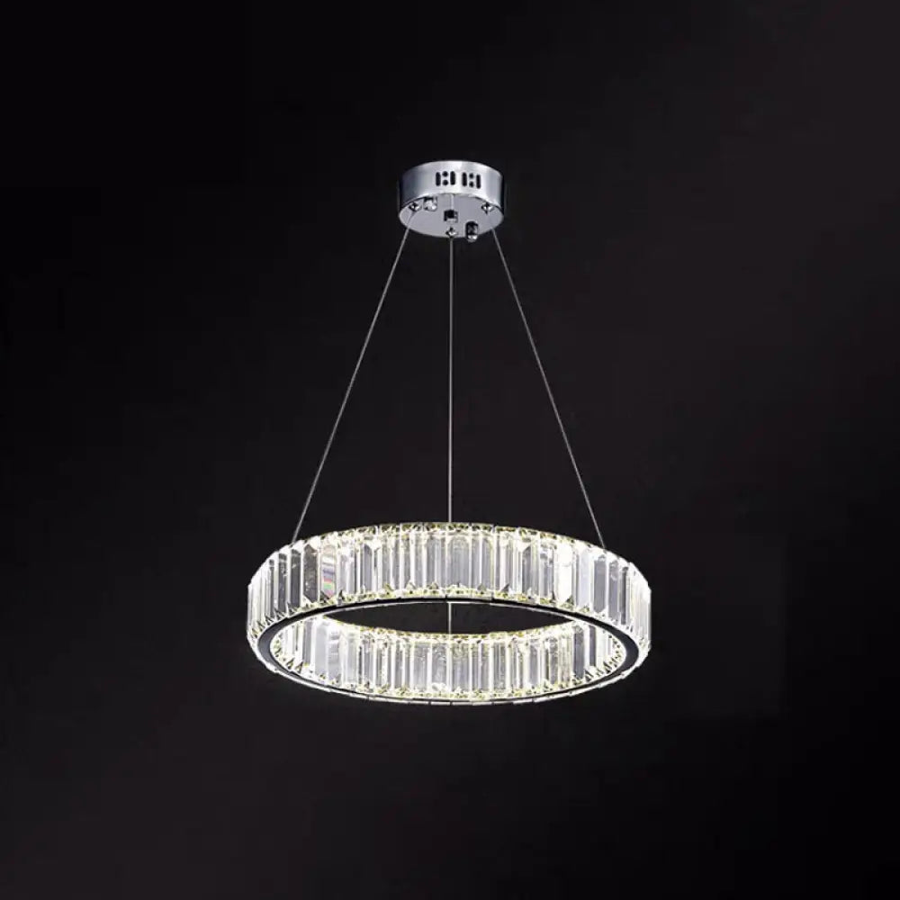 Contemporary Led Crystal Chandelier Pendant Light For Living Room Chrome / 16’ Warm