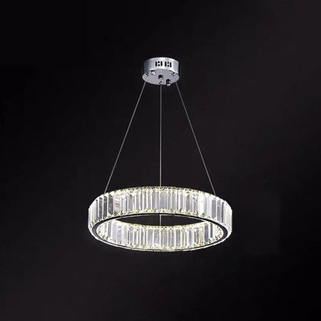 Contemporary Led Crystal Chandelier Pendant Light For Living Room Chrome / 16’ Warm