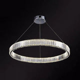 Contemporary Led Crystal Chandelier Pendant Light For Living Room Chrome / 39.5’ White