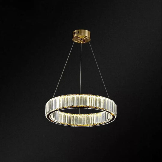 Contemporary Led Crystal Chandelier Pendant Light For Living Room Gold / 16’ Warm