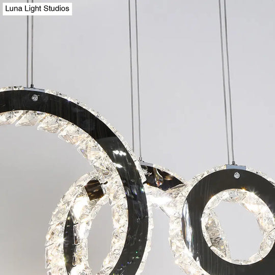 Contemporary Black Crystal Led Pendant Light For Living Room