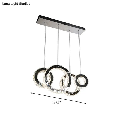 Contemporary Led Crystal Pendant Light - Black Cluster Design For Living Room